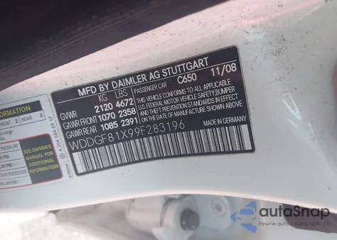 2009 Mercedes-Benz C 300 Luxury 4Matic/Sport 4Matic z USA, uszkodzony, nr VIN WDDGF81X99F283196